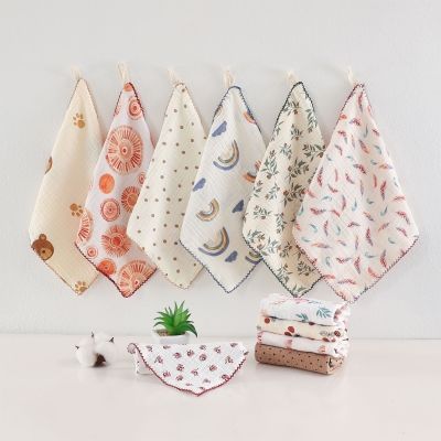 hotx 【cw】 Floral Baby Soft Absorbent Gauze Kids Face Washcloths Newborn Feeding Burp Cloths Saliva Handkerchief