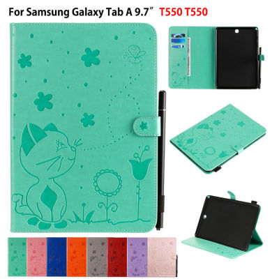 SM-P555สำหรับ Samsung Galaxy Tab A 9.7 2015 T550 T555 P550 P555 SM-T550แมว Bee PU หนัง + ของขวัญ