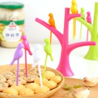 Bird Fruit Snack Dessert Forks withTree Shape Holder Party Wedding Christmas Supplies Home Kitchen Bar Decor Dinnerware Sets