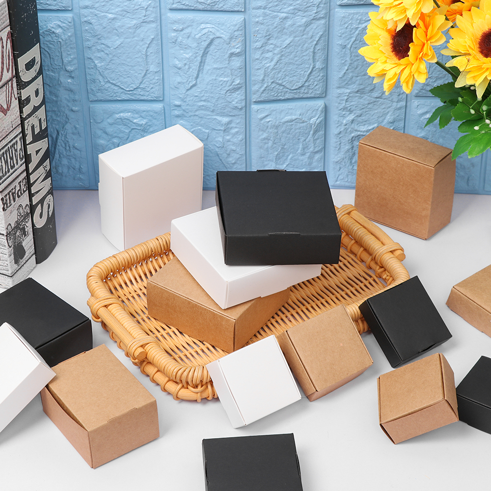 White Black Kraft box for packaging 10pcs/lot Brown handmade soap paper boxes SS 