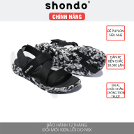 Giày sandal Shondo nam nữ đi học đế bằng camo đen full F6S501 thumbnail