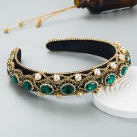 TS5024-2 Fashion New Alloy Rhinestone Pearl Velvet Sponge Hair Hoop Retro Shiny Street Beat Womens Hair Accessories Headband