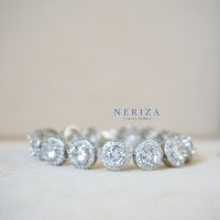 Neriza Jewelry/ข้อมือเพชรกลมล้อมเพชร เครื่องประดับออกงาน เพชรสังเคราะห์เกรดพรีเมี่ยมเทียบเท่าเพชรแท้ จัดส่งฟรีNB027