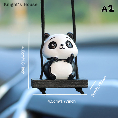 Knights House กระจกมองหลังรถยนต์จี้อะนิเมะน่ารักแพนด้าน้อยเครื่องประดับแขวนภายในตกแต่งของขวัญตกแต่งรถ