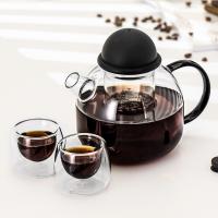 800ml Black Silicone Lid Coffee Pot High Borosilicate Heat-resistant Transparent Filter Glass Boiling Teapot Flower Teapot