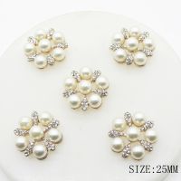 【cw】 10Pcs 25mm Golden Rhinestone Decoration Handmade Clothing Accessories for Pearl Alloy Sewing Buttons ！