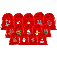 50pcslot Red Style Drawstring Velvet Christmas Gift Bags Jewelry Sack 9x12cm 13x18cm Xmas Halloween Gift Display Packing Bags