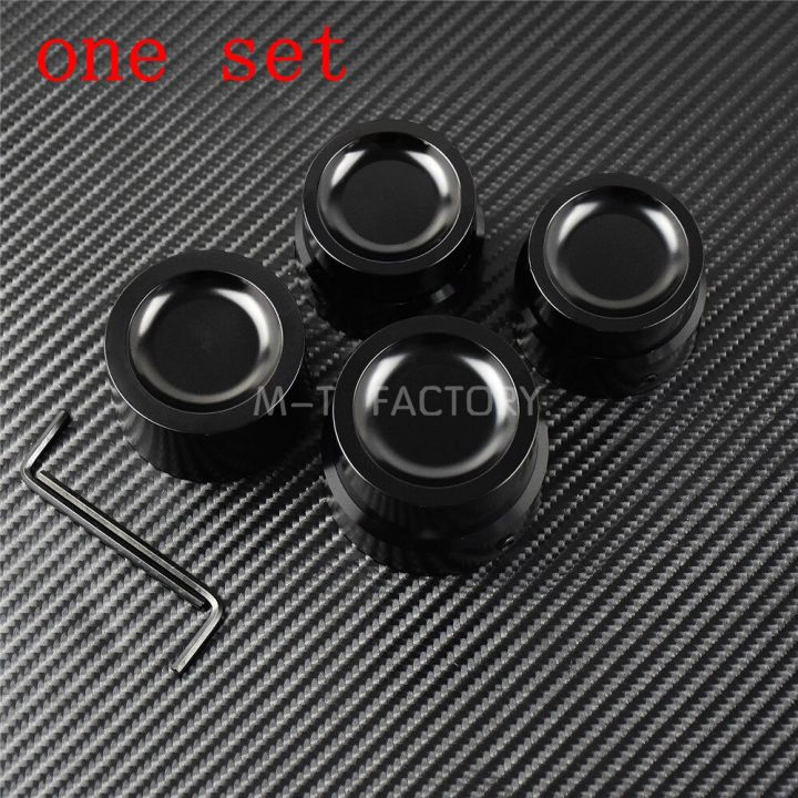 Motorcycle CNC Front Rear Axle Nut Covers Caps Black Kit For Harley Tou