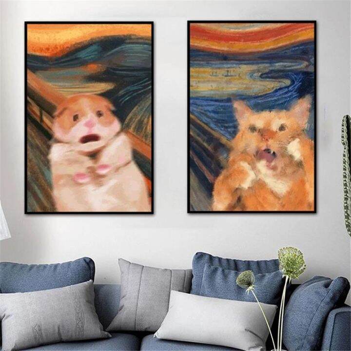 famous-canvas-paintings-munch-skrik-funny-cat-animal-posters-prints-wall-art-pictures-for-living-room-wall-decoration-cuadros