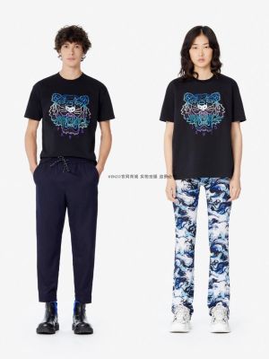 KENZOˉ Official Website Genuine Tiger Head T-Shirt Takada Kenzo 2023 New Tiger Head Embroidery Short-Sleeved Men And Women Couple Models