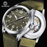 ZZOOI Ochstin Mens Automatic Wristwatch Mechanical Date Luminous Hands Waterproof Male Fashion Green Dial Military Outdoor Army Clock