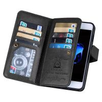 For iphone 14 13 12 Multifunctional Flip Wallet Leather Case For 13 12 11 Pro XS Max XR Magnetic Detachable 2 in 1 9 Cards Slot