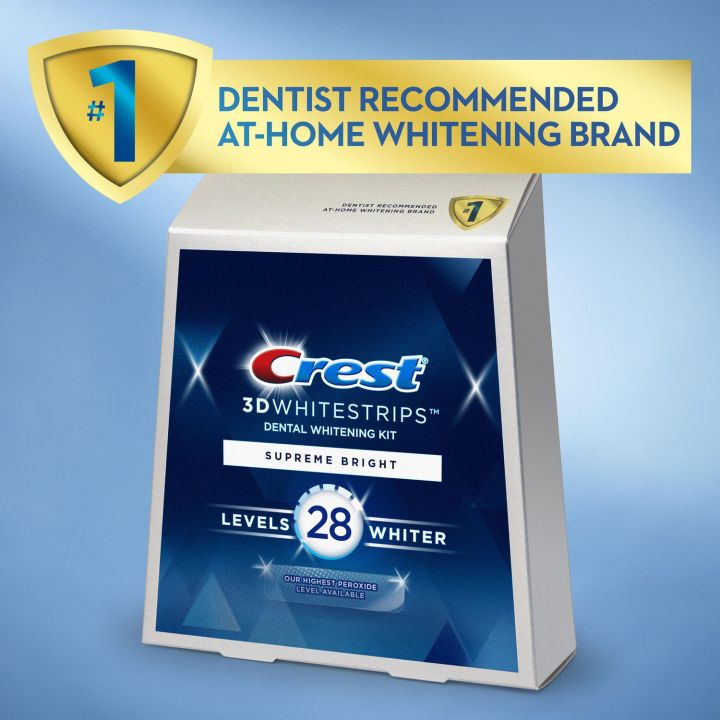 crest-3d-whitestrips-supreme-bright-แผ่นแปะฟันขาวตัวท้อปขาวระดับ-28-แบ่งขาย-1-ซอง-แผ่นฟอกฟันขาว-นำเข้าจากประเทศอเมริกา-ฉลากภาษาอังกฤษ