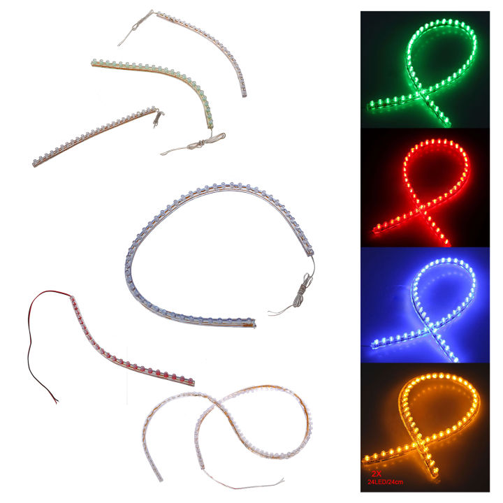 2pcs-48-led-car-strip-under-light-neon-footwell-flexible-waterproof-linear-yellow