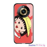 เคส Realme 11 Pro 5G Realme 11 Pro + 5G การ์ตูนญี่ปุ่นอะนิเมะ Chibi Maruko สติ๊กเกอร์ซากุระโมโมโกะเคสมือถือสำหรับเด็กผู้หญิงกระจกนิรภัยมันวาวฝาหลัง