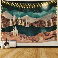 【CW】♤✉✴  Mountain Tapestry Desert Cactus Night Landscape Wall Hanging Bedroom Decorations