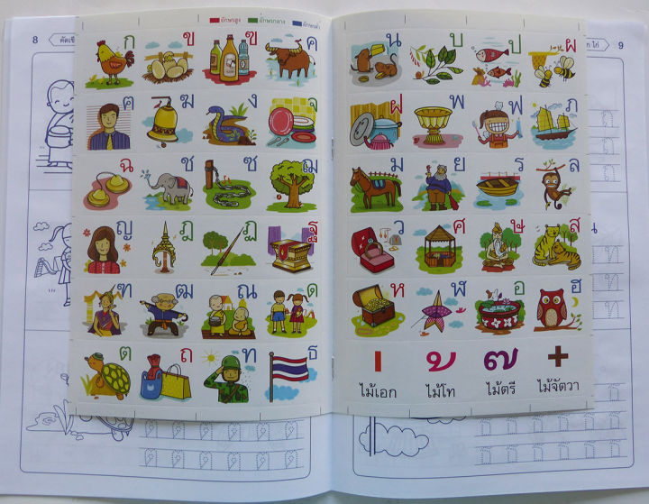 หนังสือเด็ก-คัดเขียน-เรียน-ระบายสี-กขค-abc-123-พร้อมสติกเกอร์ในเล่ม-มี-4-เล่ม-หนังสือสติกเกอร์