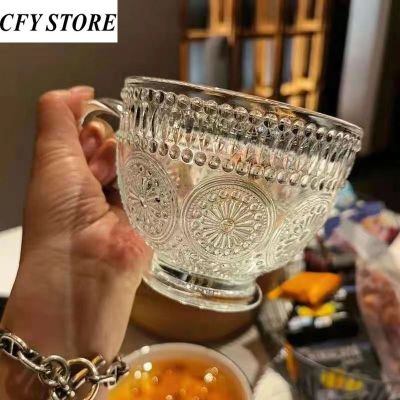 400ml Glass Breakfast Mug Fruit Milk Mug Cute Glass Coffee Cup Household Water Mug with Handle Capacity Oatmeal Mug Drinkware