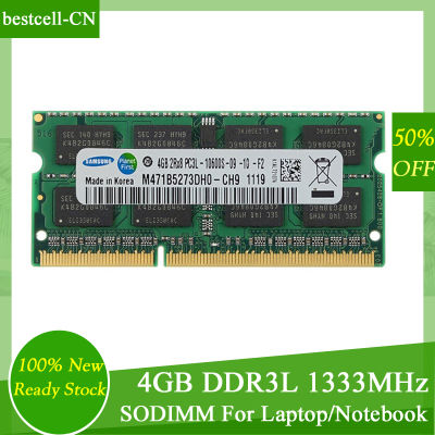 SAMSUNG 4GB 4GB PC3L-10600S DDR3L-1333MHz 204 pin pc3l 10600 2Rx8 1.35V แล็ปท็อป SODIMM โน้ตบุ๊ค RAM หน่วยความจำ 4G โมดูล