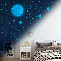 ZZOOI 1049pcs luminous moon star stickers glow in the dark wall 3D luminous stickers bedroom home ceiling fluorescent decoration