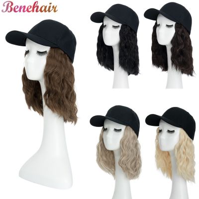 【jw】✟♠ Benehair Hat Wig for 8 Inches Baseball Cap with Curly Hair Extensions Synthetic Adjustable