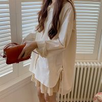 พร้อมส่ง ? creamy cotton shirt C1222 เชิ้ตเดรส เดรสเชิ้ต มี 3 สี ฟ้า ครีม ชมพู