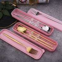 Stainless Steel Western style Tableware Portuguese Spoon Chopsticks Set Spoon Fork Chopsticks Portable Tableware Set Three piece