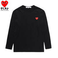 Comme Des Garcons ของแท้เสื้อผ้าเสื้อยืดสตรีผู้ชายผ้าฝ้ายแท้,เสื้อผ้านิ่มแฟชั่นโปโลแขนยาวทรงหลวมเรียบง่าย