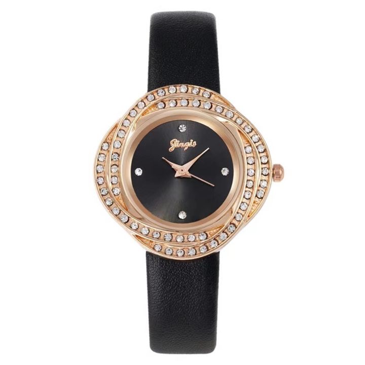 july-wish-cross-border-douyin-explosive-watch-fashion-simple-diamond-encrusted-rhinestone-womens-ladies-belt-petal-quartz