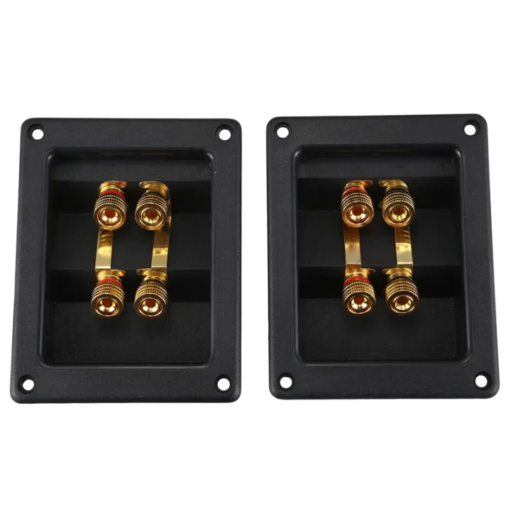 Speakers Terminal Box Shell 4 Copper Binding Post (Install Hole 94X74mm)Wire Cable Connector