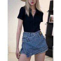 Hot Girl Denim Culottes Women 2022 Summer new Irregular Skirts American Style High Waist Thin Short Skirts