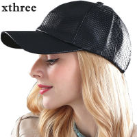 Xthree แฟชั่นหมวกเบสบอลผู้หญิงฤดูใบไม้ร่วง F AUX หนังหมวกฮิปฮอปหมวก Snapback สำหรับผู้ชายฤดูหนาวหมวกสำหรับผู้หญิง