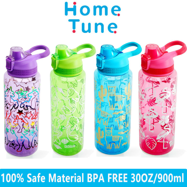 Glitter Water Bottle for Women Teen Girls, BPA FREE Tritan & Leak Proof One  Click Open Flip Top & Easy Clean & Soft Carry Handle, 30oz / 900ml