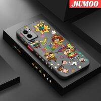 JIUMOO เคสสำหรับ VIVO Y15s Y15a Y01ลายการ์ตูนซนๆเครยอนชินจังบางดีไซน์ใหม่ขอบสี่เหลี่ยมด้านข้างกันกระแทกมีน้ำค้างแข็งโปร่งใสแข็งเคสมือถือปลอกซิลิโคนคลุมทั้งหมดเคสป้องกันกล้องแบบนิ่ม