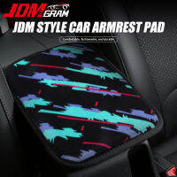 ที่เท้าแขนสไตล์รถ JDM 33X22ซม. ที่เท้าแขนตรงกลางรถยนต์ Bantal Alas กล่องเก็บของคอนโซลอุปกรณ์เสริมสีดำสีเขียว