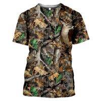 ป่า Camouflage ล่าสัตว์ 3D พิมพ์ฤดูร้อนผู้ชาย O คอเสื้อยืดลำลองแขนสั้นบวกขนาดเสื้อยืดแฟชั่นเสื้อผ้าผู้ชาย