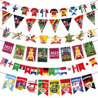 6Pcs Brazil Qatar Football Bunting Banner Soccer Cup Decorative String Flags International Bunting Banner Bar Party Decoration forceful