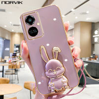 NORVIK เคสมือถือชุบโลหะหรูสีม่วงพร้อมสายคล้องสำหรับ Tecno Camon 19 18 P POP 5 Pova 4 3 Neo 2 Spark 10 10C 8C 6 5 Go 2023 2022 2020 LTE Air Pro 4 n1-2ปลอกอ่อน5G G