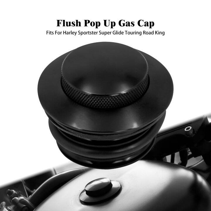 Motorcycle Pop Up Gas Cap Vented Fuel Oil Tank Cover Black For Harley ...