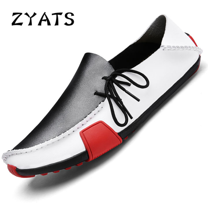 zyats-รองเท้าหนังวัวใหม่สำหรับผู้ชาย-รองเท้าโลฟเฟอร์สำหรับใส่ขับรถรองเท้าโลฟเฟอร์ผู้ชายธุรกิจลำลองส้นเตี้ยรองเท้าขนาดใหญ่38-47สีดำ
