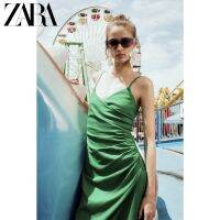 2022Zara ใหม่ฤดูร้อนชุดผ้าลินินชุดชั้นในประเภทอารมณ์ของฝรั่งเศสเปิดส้อมชุด8372088 500