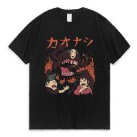 Japanese Anime Spirit Away Totoro Tshirts Studio Ghibli No Face Man T-shirt Miyazaki Hayao Oversized Cotton T Shirts Streetwear XS-4XL-5XL-6XL