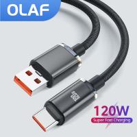 Olaf 120W สายสำหรับ Huawei ชนิด C ชนิดชาร์จ USB เร็วมาก P30 P50 Pro SCP 6A 66W USB C สายเคเบิลสำหรับ Xiaomi Realme ชนิด C สายชาร์จ