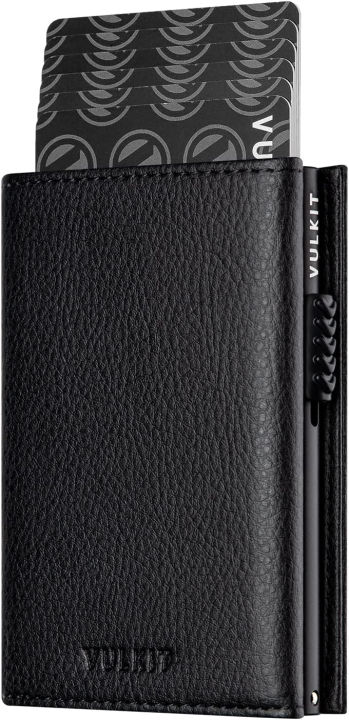 vulkit-card-holder-wallet-with-coin-pocket-magnetic-closure-pop-up-cards-with-id-window-leather-wallet-for-cash-amp-credit-cards-grain-black