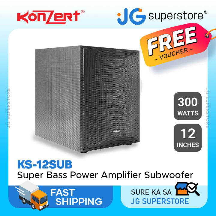 Konzert KS12SUB 12" 300W Deep Bass Power Amplifier Subwoofer with Dual