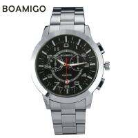 BOAIMGO mens quartz military sports fashion casual watches full steel band wristwatches date display  relogio masculino F-50