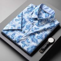 Summer new punchinello fertilizer plus-size short-sleeved shirt in Europe and the van cotton printed fat fashion mens shirts