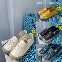 [EUR SIZE] Tory Burch Classic Canvas Casual Shoes Platform Half Wrap Straw Fisherman Women Boat