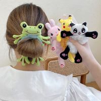 ✇ Plush Hair Band Elastic Accessories New Woman Girl Kids Cute Teddy Bear Frog Cat Rabbit Toy Rope Rubber Ties Animal Scrunchies