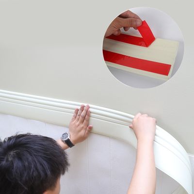 【YF】 NBR Baseboard Foam Self-adhesive Skirting Waist Background Border Strip Lines anti-collision Wall Edging Sticker